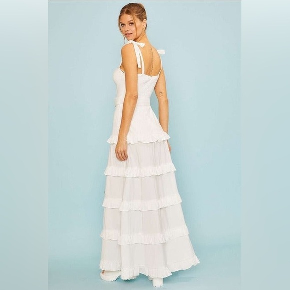 Tie Shoulder Belted Ruffle Maxi Dress - Main Strip - Picture 3 of 5